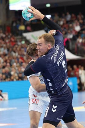 September 5, 2026, xBHAx, Handball, Opel HBL, 2026–2027 Season, 1st HBL, SG Flensburg-Handewitt vs. HC Erlangen, GGW Arena, Simon Pytlick, SG Flensburg-Handewitt 2 on offense, Schleswig-Holstein, Germany