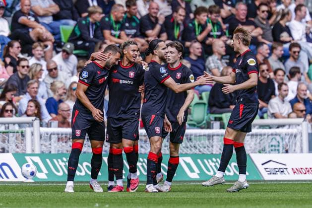 GRONINGEN - Marko Pjaca of FC Twente celebrates his team s first goal with his teammates during the Eredivisie match between FC Groningen and FC Twente at the Euroborg on September 6, 2026, in Groningen, the Netherlands. MARCEL TER BALS ANP Eredivisie 2026 27 xVIxANPxSportx xMarcelxterxBalsxIVx 567355193 originalFilename: 567355193.jpg