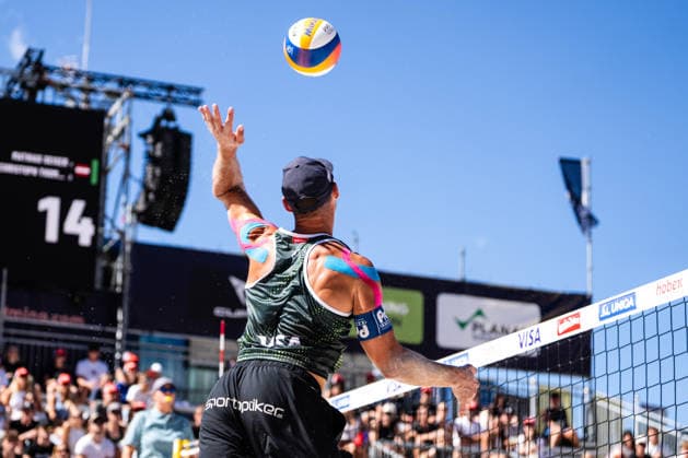 Beach volleyball, Beachvolleyball - MEVZA Schladming SCHLADMING,AUSTRIA,06.SEP.26 - BEACH VOLLEYBALL - win2day Tour PRO, MEVZA Schladming. Image shows Mathias Seiser (AUT).  GEPAxpictures xJulioxArellano