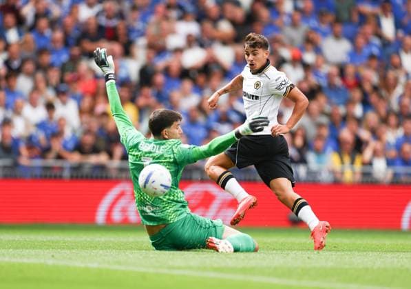 Rodrigo Gomes of Wolverhampton Wanderers shoots at goal. Birmingham City v Wolverhampton Wanderers, EFL Sky Bet Championship, Football, St. Andrew s at Knighthead Park, Birmingham, UK - 06 Sep 2026Birmingham St. Andrew s at Knighthead Park United Kingdom EDITORIAL USE ONLY No use with unauthorised audio, video, data, fixture lists, club league logos or live services. Online in-match use limited to 120 images, no video emulation. No use in betting, games or single club league player publications.  Copyright: xRyanxBrowne Shutterstockx 17135036bq
