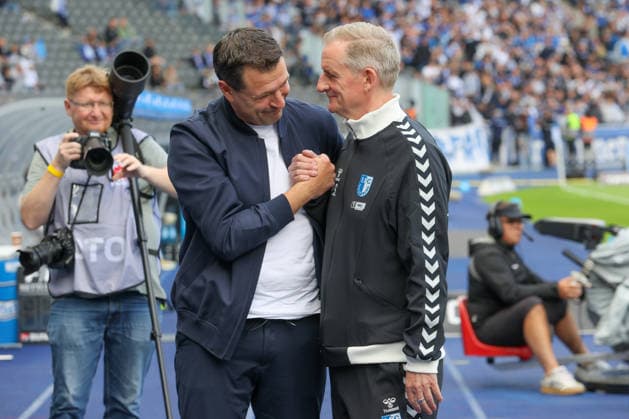 06.09.2026, xtgx, Fussball - 2.Bundesliga Hertha BSC Berlin - 1.FC Magdeburg emspor, v.l. Benjamin Weber (Hertha, Sportdirektor) und Petrik Sander (Magdeburg, Trainer) (DFL DFB REGULATIONS PROHIBIT ANY USE OF PHOTOGRAPHS as IMAGE SEQUENCES and or QUASI-VIDEO) Berlin *** September 6, 2026, xtgx, Soccer, 2nd Bundesliga: Hertha BSC Berlin 1, FC Magdeburg, emspor; from left: Benjamin Weber (Hertha, sporting director) and Petrik Sander (Magdeburg, coach). DFL and DFB regulations prohibit any use of photographs as image sequences and or quasi-video. Berlin