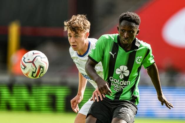 Cercle s Lazare Amani is pictured in action during a soccer match between Cercle Brugge and KAA Gent, Sunday 6 September 2026 in Brugge, on day 5 of the 2026-2027 Jupiler Pro League first division of the Belgian championship. BRUNOxFAHY  x185432492x