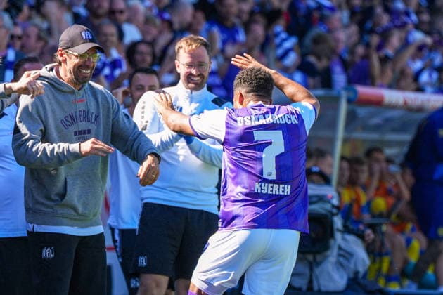 Tor zum 1:0 für VfL Osnabrück durch Daniel Kofi Kyereh (VfL Osnabrück, 7), Torjubel, Freude, Emotionen, Deutschland: Fussball, 2. Bundesliga, Saison 2026 27, 4. Spieltag, 06.09.2026, VfL Osnabrück vs Eintracht Braunschweig, Stadion Bremer Brücke (Osnabrück, Niedersachsen) *** Goal to make it 1–0 for VfL Osnabrück by Daniel Kofi Kyereh, VfL Osnabrück, 7, goal celebration, joy, emotions, German soccer, 2. Bundesliga, 2026–27 season, Matchday 4, September 6, 2026, VfL Osnabrück vs. Eintracht Braunschweig, Bremer Brücke Stadium, Osnabrück, Lower Saxony Copyright: xLeonxFrickx