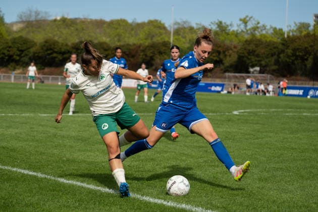 September 6, 2026, xjyhynx, Women s Soccer Regionalliga South, Matchday 2, Karlsruher SC vs. SpVgg Greuther Fürth, Aurora Tornaquindici 16, SpVgg Greuther Fürth in a duel with Giulina Kimmig 5, Karlsruher SC DFL DFB REGULATIONS PROHIBIT ANY USE OF PHOTOGRAPHS AS IMAGE SEQUENCES AND OR QUASI-VIDEO Karlsruhe