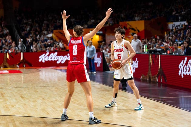 Shuyu Yang (China), No. 6 with the ball; Veronika Vorackova (Czech Republic), No. 8; GER, China vs. Czech Republic, Basketball, 2026 FIBA Women’s World Cup, Group Stage, Matchday 2, September 6, 2026, GER, China vs. Czech Republic, Basketball, 2026 FIBA Women’s World Cup, Group Stage, Matchday 2, September 6, 2026, Berlin Copyright: xEibner-Pressefoto MaxxVincenx EP_MVN