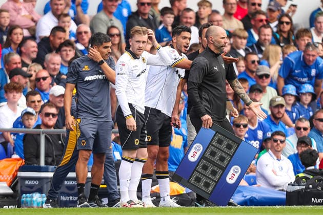 Birmingham City v Wolverhampton Wanderers, Sky Bet Championship Tommy Doyle Of Wolverhampton Wanderers frustrated as he is made to wait to enter the action during the Birmingham City v Wolverhampton Wanderers EFL Sky Bet Championship match at St. Andrew s @ Knighthead Park, Birmingham, England on 6 September 2026 Credit: Lee Keuneke Every Second Media Editorial use only. All images are copyright Every Second Media Limited. No images may be reproduced without prior permission. All rights reserved. Premier League and Football League images are subject to licensing agreements with Football DataCo Limited. see https: www.football-dataco.com Copyright: xIMAGO EveryxSecondxMediax ESM-2131-0077 LeexKeunekex xEveryxSecondxMediax