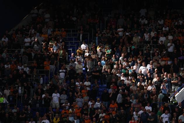 Wolverhampton Wanderers fans Birmingham City v Wolverhampton Wanderers, EFL Sky Bet Championship, Football, St. Andrew s at Knighthead Park, Birmingham, UK - 06 Sep 2026Birmingham St. Andrew s at Knighthead Park United Kingdom EDITORIAL USE ONLY No use with unauthorised audio, video, data, fixture lists, club league logos or live services. Online in-match use limited to 120 images, no video emulation. No use in betting, games or single club league player publications.  Copyright: xRyanxBrowne Shutterstockx 17135036dz