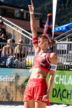 Beach volleyball, Beachvolleyball - MEVZA Schladming SCHLADMING,AUSTRIA,06.SEP.26 - BEACH VOLLEYBALL - win2day Tour PRO, MEVZA Schladming. Image shows the rejoicing of Dorina klinger (AUT).  GEPAxpictures xJulioxArellano