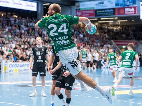 Marcel Schiller, Frisch Auf Goeppingen, No. 24 (outside), Frisch Auf Goeppingen vs. THW Kiel, Handball, 1st Bundesliga, Men, 2026–2027 Season, September 6, 2026, Frisch Auf Goeppingen vs. THW Kiel, Handball, 1st Bundesliga, Men, 2026–2027 season, September 6, 2026, Goeppingen Copyright: xEibner-Pressefoto MichaelxSchmidx EP_MST