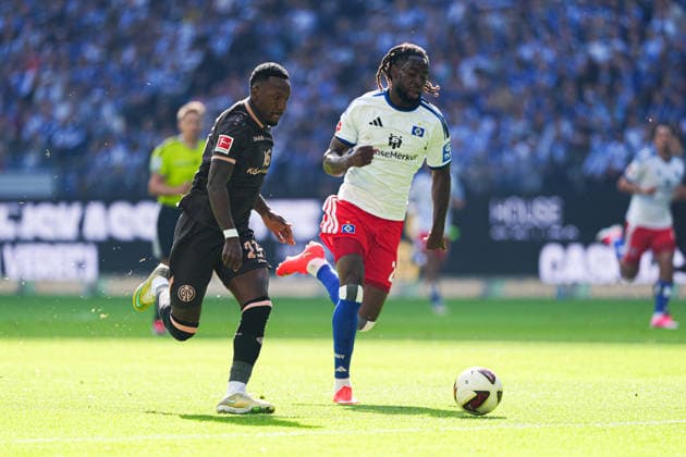 Sheraldo Becker (1. FSV Mainz 05, 23), Jordan Torunarigha (Hamburgr SV, 23) GER, Hamburger SV vs. 1. FSV Mainz 05, Fußball, 1. Bundesliga, Spieltag 02, Saison 2026 2027, 06.09.2026 DFL REGULATIONS PROHIBIT ANY USE OF PHOTOGRAPHS AS IMAGE SEQUENCES AND OR QUASI-VIDEO GER, Hamburger SV vs. 1. FSV Mainz 05, Fußball, 1. Bundesliga, Spieltag 02, Saison 2026 2027, 06.09.2026 Hamburg *** Sheraldo Becker, 1. FSV Mainz 05, 23, Jordan Torunarigha, Hamburger SV, 23 (GER), Hamburger SV vs. 1. FSV Mainz 05, Soccer, Bundesliga 1, Matchday 2, 2026–2027 Season, September 6, 2026 DFL regulations prohibit any use of photographs as image sequences and or quasi-video GER, Hamburger SV vs. 1 FSV Mainz 05, soccer, 1st Bundesliga, Matchday 02, 2026–2027 season, September 6, 2026, Hamburg Copyright: xEibner-Pressefoto MarcelxvonxFehrnx EP_MFN