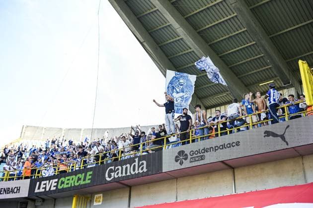 Gent s supporters celebrate after winning a soccer match between Cercle Brugge and KAA Gent, Sunday 6 September 2026 in Brugge, on day 5 of the 2026-2027 Jupiler Pro League first division of the Belgian championship. TOM GOYVAERTS TomxGoyvaerts  x185441391x