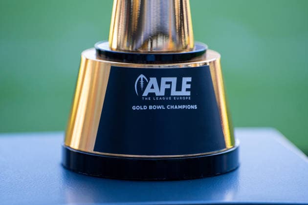 Germany, September 6, 2026, The AFLE Gold Bowl 2026: Panthers Wroclaw vs. Vienna Vikings, Schauinsland Reisen Arena, Duisburg. A close-up look at the AFLE Cup, Duisburg, Germany Copyright: xMijoxLubecx