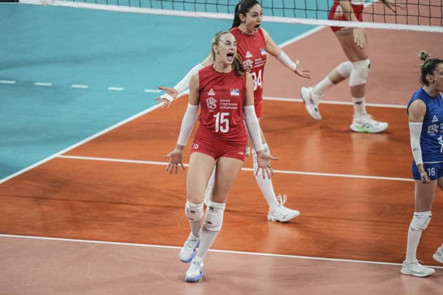 Poland v Serbia - CEV EuroVolley 2026 ISTANBUL, TURKIYE - SEPTEMBER 6: Serbia s Aleksandra Uzelac (15) celebrates after a point during the third-place match between Poland and Serbia at the Trendyol 2026 CEV Women s European Volleyball Championship at Sinan Erdem Sports Hall in Istanbul, Turkiye, on September 6, 2026. Agit Erdi Ulukaya Anadolu Istanbul Turkey. Editorial use only. Please get in touch for any other usage.  Copyright: x2026xAnadoluxAgitxErdixUlukayax