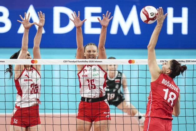 Poland v Serbia - CEV EuroVolley 2026 ISTANBUL, TURKIYE - SEPTEMBER 6: Martyna Czyrnianska (15) of Poland in action against Tijana Boskovic (18) of Serbia during the third-place match between Poland and Serbia at the Trendyol 2026 CEV Women s European Volleyball Championship at Sinan Erdem Sports Hall in Istanbul, Turkiye, on September 6, 2026. Agit Erdi Ulukaya Anadolu Istanbul Turkey. Editorial use only. Please get in touch for any other usage.  Copyright: x2026xAnadoluxAgitxErdixUlukayax