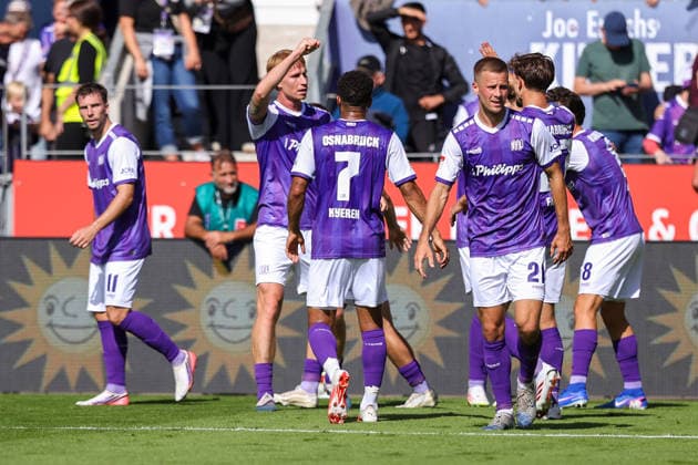 2026.09.06, xkwix, Fußball, 2.Liga, VfL Osnabrück - Eintracht Braunschweig, Stadion an der Bremer Brücke, 4.Spieltag, Saison 2026 2027: Torjubel zum 2:0 beim Tor durch Bjarke Jacobsen (VfL Osnabrueck 15) DFB regulations prohibit any use of photographs as image sequences and or quasi-video. Photo: xKamilxWilkowskixPressefotoKochx Niedersachsen Deutschland *** September 6, 2026, xkwix, Soccer, 2nd Division, VfL Osnabrück vs. Eintracht Braunschweig, Stadion an der Bremer Brücke, Matchday 4, 2026–2027 Season: Fans celebrate the 2–0 goal scored by Bjarke Jacobsen for VfL Osnabrück. 15. DFB regulations prohibit any use of photographs as image sequences and or quasi-video. Photo: xKamilxWilkowskixPressefotoKochx, Lower Saxony, Germany