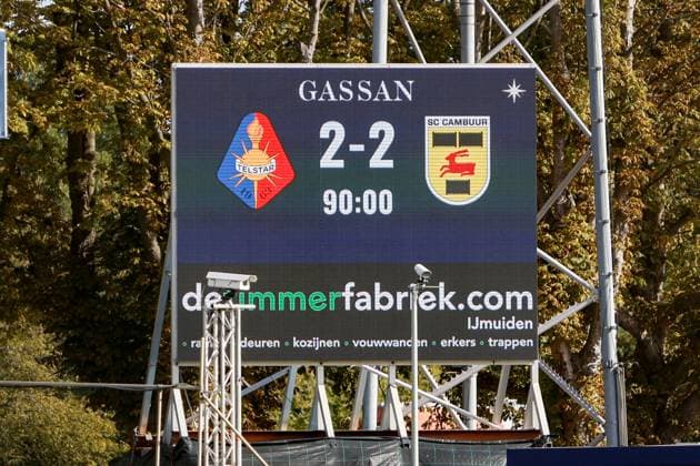 IJMUIDEN , 06-09-2026 , Buko Stadion , season 2026 2027 , Dutch , eredivisie , match between Telstar and Cambuur , picture shows, final score 2-2 Telstar - Cambuur  x206581834x Copyright: