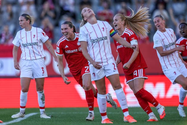 GER, München, FC Bayern München vs SC Freiburg, Google Pixel Frauen Bundesliga, Fussball, DFB, Spielzeit 2026 2027, FC Bayern Campus, 3. Spieltag im Bild v.l.: Vanessa Gilles (FC Bayern München Frauen 2) erzielt das 2:0, Tor, Jubel und Freude, Emotionen DFB DFL REGULATIONS PROHIBIT ANY USE OF PHOTOGRAPHS AS IMAGE SEQUENCES AND OR QUASI-VIDEO, 06.09.2026 *** GER, Munich, FC Bayern Munich vs. SC Freiburg, Google Pixel Women s Bundesliga, Soccer, DFB, 2026–2027 Season, FC Bayern Campus, Matchday 3 in pictures: from left, Vanessa Gilles of FC Bayern Munich Women’s 2 scores the 2–0 goal; celebration, joy, and emotion. DFB and DFL regulations prohibit any use of photographs as image sequences and or quasi-video, September 6, 2026 Copyright: HMBxMedia HendrikxHamelau