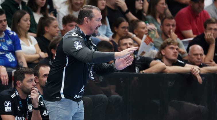 September 6, 2026, Germany, Stuttgart, Handball: TVB Stuttgart vs. Füchse Berlin; Coach Misha Kaufmann (TVB)