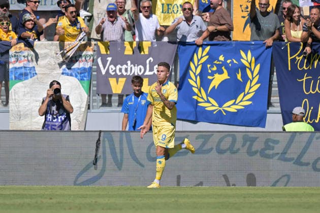 Foto IPP Roberto Ramaccia Frosinone 6 09 2026 Calcio Campionato di Serie A 2026 2027 Frosinone vs Venezia Nella foto Antonio Raimondo of Frosinone celebrates after scoring goal for 1-0 italyphotopress world copyright Frosinone italy Italia ITALY  Copyright: xR4924_italyphotopressx