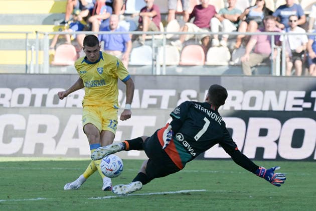 Foto IPP Roberto Ramaccia Frosinone 6 09 2026 Calcio Campionato di Serie A 2026 2027 Frosinone vs Venezia Nella foto Giorgi Kvernadze of Frosinone scores the goal for 3-2 italyphotopress world copyright Frosinone italy Italia ITALY  Copyright: xR4924_italyphotopressx