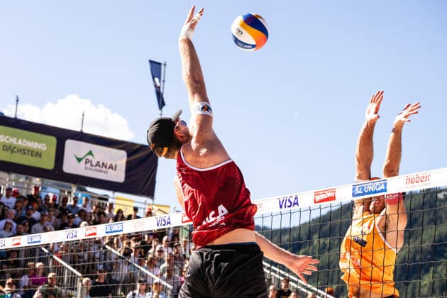 Beach volleyball, Beachvolleyball - MEVZA Schladming SCHLADMING,AUSTRIA,06.SEP.26 - BEACH VOLLEYBALL - win2day Tour PRO, MEVZA Schladming. Image shows Timo Hammarberg (AUT).  GEPAxpictures xJulioxArellano