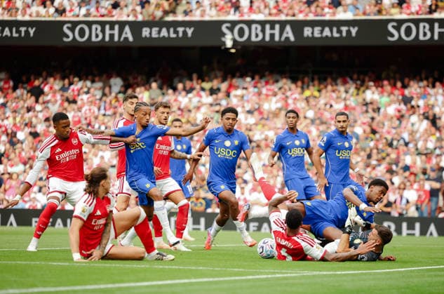 Premier League 2026 27 Arsenal v Chelsea Emirates Stadium 06.09.2026 Riccardo Calafiori of Arsenal shot saved Premier League 2026 27 Arsenal v Chelsea Emirates Stadium 06.09.2026 Photograph By Marc Aspland The Times  Copyright: xMarcxAsplandx NINTCHDBPICT001106084870