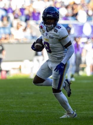 8 Darrell Stewart (Wide Receiver) Vienna Vikings touchdown. Vienna Vikings vs Panthers Wroclaw, American Football League Europe, Golden Bowl Final, 2026, 06.09.2026, Duisburg Schauinsland-Reisen-Arena Germany Copyright: xPFA ChristopherxMettkenx