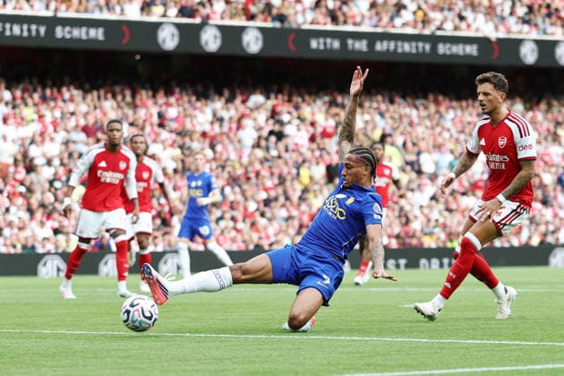 London, England, 6th September 2026. Joao Pedro of Chelsea during the Arsenal vs Chelsea Premier League match at the Emirates Stadium, London. Picture credit should read: David Klein Sportimage EDITORIAL USE ONLY. No use with unauthorised audio, video, data, fixture lists, club league logos or live services. Online in-match use limited to 120 images, no video emulation. No use in betting, games or single club league player publications. SPI_023_DK_Arsenal_Chelsea SPI-4978-0023