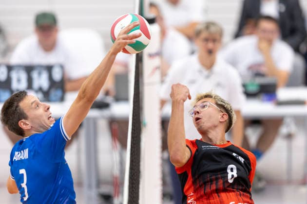 TVV Men s Cup Final: Blue Volleys Gotha vs. 1 VSV Jena 90 Erfurt, September 6, 2026; Christoph Aßmann 3, Blue Volleys Gotha vs. Finn Kazuch 8, 1 VSV Jena 90; TVV Men s Cup Final: Blue Volleys Gotha vs. 1 VSV Jena 90, Riethsporthalle, Erfurt, September 6, 2026 Copyright: xBEAUTIFULxSPORTS Duehringx