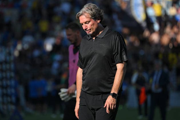 Soccer, friendly match ,Frosinone v Venezia Venezia coach Giovanni Stroppa reacts show their dejection at the end of the match during the Serie A 2026 2027 match between Frosinone v Venezia at Benito Stirpe stadium in Frosinone, Italy, September 06th, 2026. Imago-Images Emmefoto Copyright: xImago-Images Emmefotox