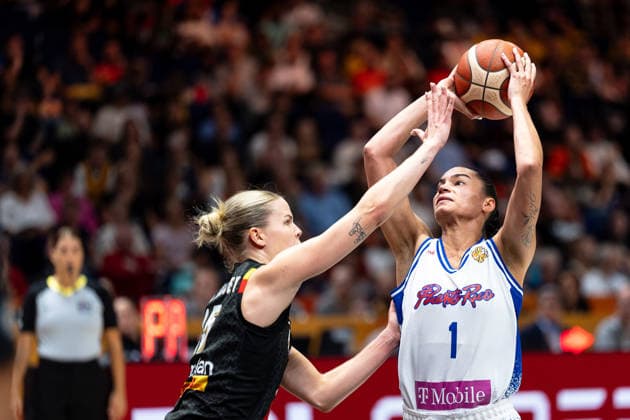Tayra Melendez (Puerto Rico), 01 with the ball; Julie Vanloo (Belgium), 35; GER; Puerto Rico vs. Belgium; Basketball; 2026 FIBA Women’s World Cup; Group Stage; Matchday 2; September 6, 2026, GER, Puerto Rico vs. Belgium, Basketball, 2026 FIBA Women’s World Cup, Group Stage, Matchday 2, September 6, 2026, Berlin Copyright: xEibner-Pressefoto MaxxVincenx EP_MVN