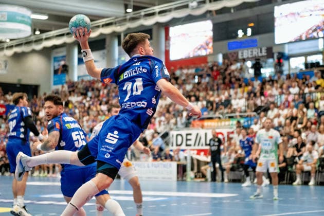 Elias Fuegel, HBW Balingen Weilstetten, 24 Fuegel scores from outside, HBW Balingen Weilstetten vs. SC Magdeburg, GER, Opel 1 Handball Bundesliga, Championship, Matchday 3, 2026–2027 season, September 6, 2026, Eibner Press Photo: Andreas Ulmer, HBW Balingen Weilstetten vs. SC Magdeburg, GER, Opel 1 Handball Bundesliga, Championship, Matchday 3, 2026–2027 season, September 6, 2026, Balingen Copyright: xEibner-Pressefoto AndreasxUlmerx EP_AUR