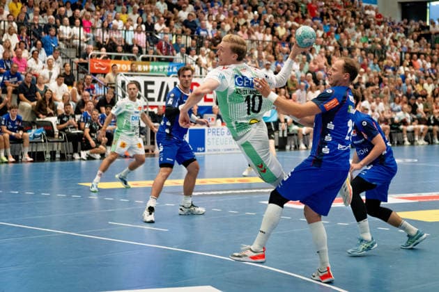 Gisli Thorgeir Kristjansson, SC Magdeburg, 10, successful at the circle, HBW Balingen Weilstetten vs. SC Magdeburg, GER, Opel 1 Handball Bundesliga, Championship, Matchday 3, 2026–2027 season, September 6, 2026, Eibner Press Photo by Andreas Ulmer, HBW Balingen Weilstetten vs. SC Magdeburg, GER, Opel 1 Handball Bundesliga, Championship, Matchday 3, 2026–2027 season, September 6, 2026, Balingen Copyright: xEibner-Pressefoto AndreasxUlmerx EP_AUR