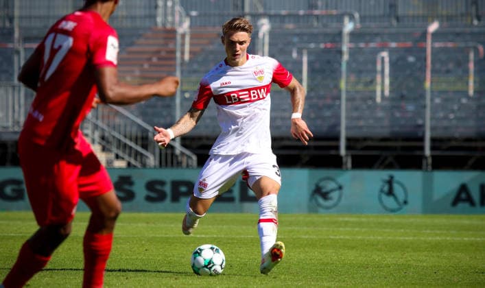 Würzburg, Soccer 3rd Division: FC Würzburger Kickers vs. VfB Stuttgart II, Veit Stange (VfB)