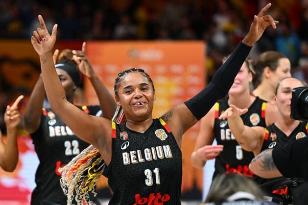 Puerto Rico v Belgium - FIBA Women s Basketball World Cup 2026 BERLIN, GERMANY - SEPTEMBER 06 : Lisowa Mbaka Maxuella small forward of Belgium celebrating during the FIBA Women s Basketball World Cup group C phase match between Puerto Rico and Belgium in Berlin on September 6, 2026 in Berlin, Germany, 06 09 2026 Berlin Germany  Copyright: xVincentxKalutx