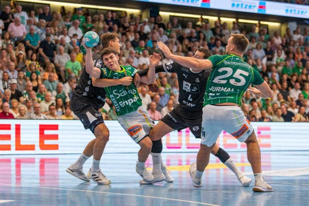 06 09 26 FRISCH AUF Göppingen vs. THW Kiel, Germany, Göppingen, September 6, 2026, Handball, Bundesliga, 2026–2027 season, FRISCH AUF Göppingen vs. THW Kiel Elias Newel FRISCH AUF Göppingen