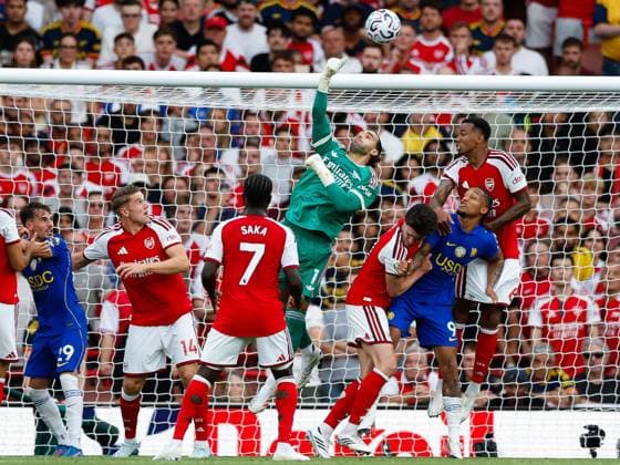 David Raya of Arsenal punches the ball away Arsenal v Chelsea, Premier League, Football, Emirates Stadium, London, UK - 06 Sep 2026London Emirates Stadium United Kingdom EDITORIAL USE ONLY No use with unauthorised audio, video, data, fixture lists, club league logos or live services. Online in-match use limited to 120 images, no video emulation. No use in betting, games or single club league player publications. Copyright: xMattxImpey Shutterstockx 17137590hr