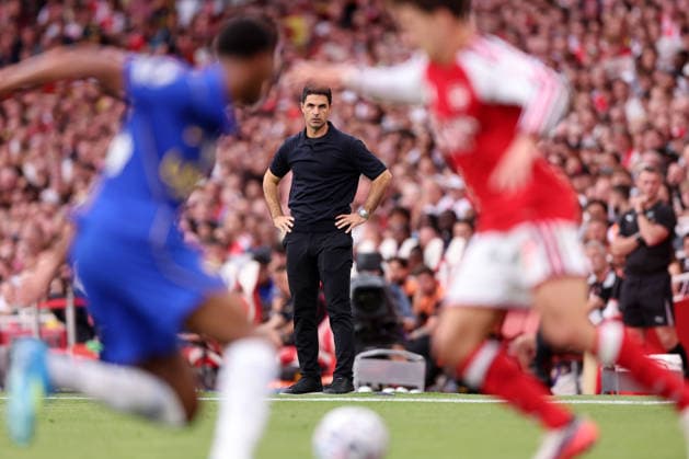 London, England, 6th September 2026. Mikel Arteta manager of Arsenal during the Arsenal vs Chelsea Premier League match at the Emirates Stadium, London. Picture credit should read: David Klein Sportimage EDITORIAL USE ONLY. No use with unauthorised audio, video, data, fixture lists, club league logos or live services. Online in-match use limited to 120 images, no video emulation. No use in betting, games or single club league player publications. SPI_054_DK_Arsenal_Chelsea SPI-4978-0054
