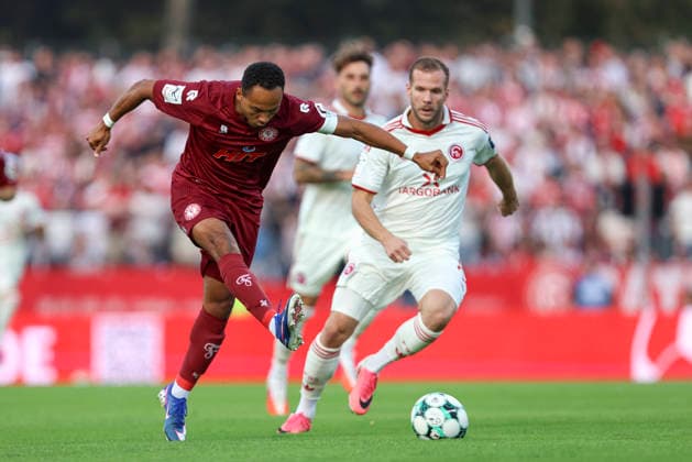 Robin Afamefuna of SC Fortuna Cologne and Eric Hottmann of Fortuna Düsseldorf battle for the ball during the 3. Liga match between SC Fortuna Cologne and Fortuna Düsseldorf at the Südstadion on September 6, 2026, in Cologne, Germany. Photo by Oliver Kaelke, DeFodi Images. Robin Afamefuna of SC Fortuna Cologne and Eric Hottmann of Fortuna Düsseldorf battle for the ball during the 3. Liga match between SC Fortuna Cologne and Fortuna Düsseldorf at Südstadion on September 6, 2026 in Cologne, Germany. Photo by Oliver Kaelke, DeFodi Images. DFB and DFL regulations prohibit any use of photographs as image sequences and or quasi-video. Photo by Oliver Kaelke, DeFodi Images.