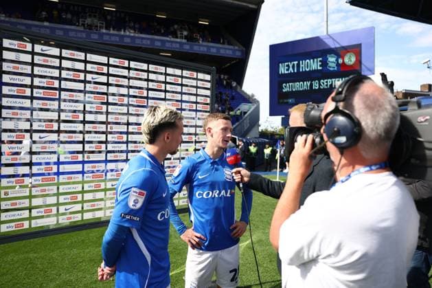 Jay Stansfield of Birmingham City is interviewed by skysports in front of a skybet branded perimeter board. Birmingham City v Wolverhampton Wanderers, EFL Sky Bet Championship, Football, St. Andrew s at Knighthead Park, Birmingham, UK - 06 Sep 2026Birmingham St. Andrew s at Knighthead Park United Kingdom EDITORIAL USE ONLY No use with unauthorised audio, video, data, fixture lists, club league logos or live services. Online in-match use limited to 120 images, no video emulation. No use in betting, games or single club league player publications. Copyright: xRyanxBrowne Shutterstockx 17135036gs
