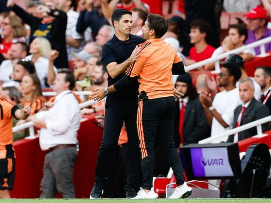 Arsenal Manager Mikel Arteta and set piece coach Nicolas Jover embrace at full time Arsenal v Chelsea, Premier League, Football, Emirates Stadium, London, UK - 06 Sep 2026London Emirates Stadium United Kingdom EDITORIAL USE ONLY No use with unauthorised audio, video, data, fixture lists, club league logos or live services. Online in-match use limited to 120 images, no video emulation. No use in betting, games or single club league player publications. Copyright: xMattxImpey Shutterstockx 17137590jq