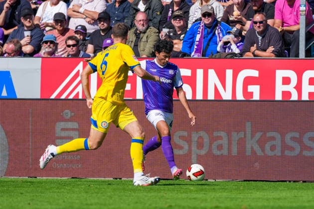 Jonathan Gomez, Jonathan Gomez (VfL Osnabrück, 42), Florian Flick (Eintracht Braunschweig, 6), Deutschland: Fussball, 2. Bundesliga, Saison 2026 27, 4. Spieltag, 06.09.2026, VfL Osnabrück vs Eintracht Braunschweig, Stadion Bremer Brücke (Osnabrück, Niedersachsen) *** Jonathan Gomez, Jonathan Gomez (VfL Osnabrück), 42, Florian Flick (Eintracht Braunschweig), 6, German Soccer, 2. Bundesliga, 2026–27 Season, Matchday 4, September 6, 2026, VfL Osnabrück vs. Eintracht Braunschweig, Bremer Brücke Stadium, Osnabrück, Lower Saxony Copyright: xLeonxFrickx