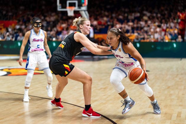 Brianna Jones (Puerto Rico), No. 02, dribbling against Nastja Claessens (Belgium), No. 05, GER, Puerto Rico vs. Belgium, Basketball, 2026 FIBA Women’s World Cup, Group Stage, Matchday 2, September 6, 2026, GER, Puerto Rico vs. Belgium, Basketball, 2026 FIBA Women’s World Cup, Group Stage, Matchday 2, September 6, 2026, Berlin Copyright: xEibner-Pressefoto MaxxVincenx EP_MVN