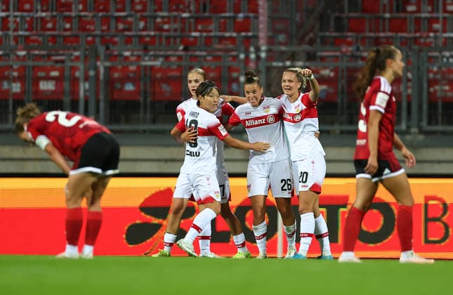Billa Nicole Torjubel 3-3 , 1.FC Nürnberg-VfB Stuttgart , Frauen Bundesliga , , Fußball , in dem Max Morlock Stadion in Nürnberg , Bayern , Deutschland . September 06 , 2026 . Photo by: Davide Elias IPA Photo Pressefoto DENL Copyright: xDavidexEliasx