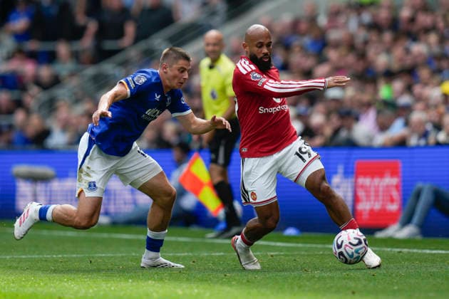 Everton v Manchester United, ManU Premier League Bryan Mbeumo of Manchester United turns under pressure from Vitaliy Mykolenko of Everton FC during the Everton v Manchester United Premier League match at the Hill Dickinson Stadium, Liverpool, England on 6 September 2026 Credit: Steve Flynn Every Second Media Editorial use only. All images are copyright Every Second Media Limited. No images may be reproduced without prior permission. All rights reserved. Premier League and Football League images are subject to licensing agreements with Football DataCo Limited. see https: www.football-dataco.com Copyright: xIMAGO EveryxSecondxMediax ESM-2142-0153 StevexFlynnx xEveryxSecondxMediax