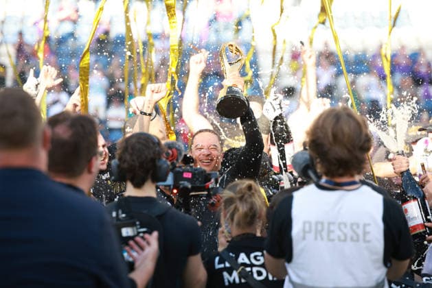Celebration with the Golden Bowl trophy Vienna Vikings vs Panthers Wroclaw, American Football League Europe, Golden Bowl Final, 2026, 06.09.2026, Duisburg Schauinsland-Reisen-Arena Germany Copyright: xPFA ChristopherxMettkenx