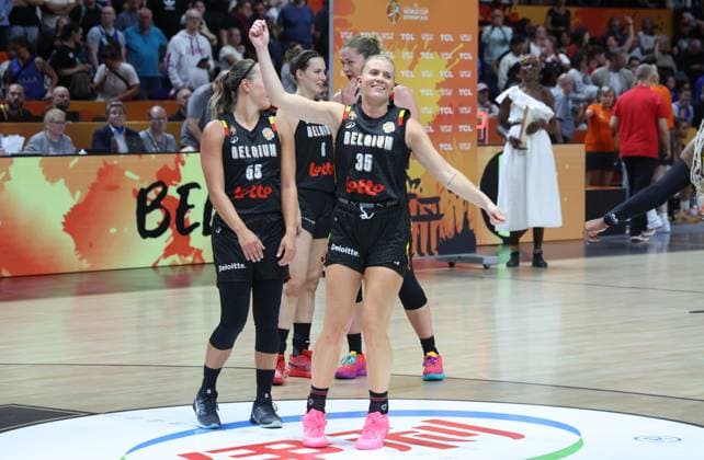 Belgian Cats players celebrate after winning a game between Belgian national basketball team Belgian Cats and Puerto Rico, game 2 of the group phase at the FIBA Women s Basketball World Cup, on Sunday 6 September 2026, in Berlin, Germany. The FIBA Women s Basketball World Cup takes place in Berlin from 4 to 23 September 2026. VIRGINIExLEFOUR  x185469873x