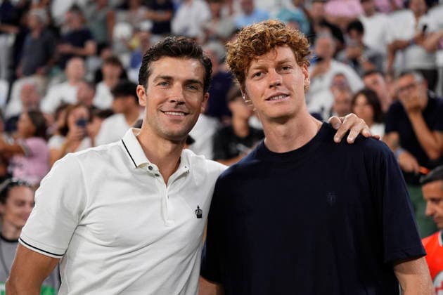 Roberto Bolle and Jannik Sinner before the Serie A soccer match between Juventus Fc and Milan the Juventus Stadium in Turin, north west Italy - September 6, 2026. - Soccer  Copyright: xFabioxFerrari LaPressex