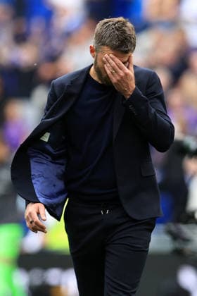 6th September 2026; Hill Dickinson Stadium, Liverpool, England; Premier League Football, Everton versus Manchester United, ManU Manchester United manager Michael Carrick reacts at full time DavidxBlunsden