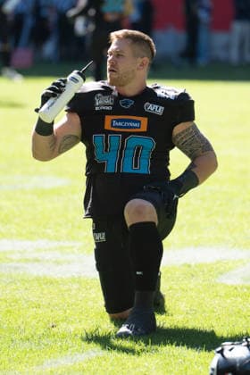 Germany, September 6, 2026, The AFLE Gold Bowl 2026: Panthers Wroclaw vs. Vienna Vikings, Schauinsland Reisen Arena, Duisburg, Panthers Wroclaw, Szymon Barczak, Duisburg, Germany Copyright: xMijoxLubecx